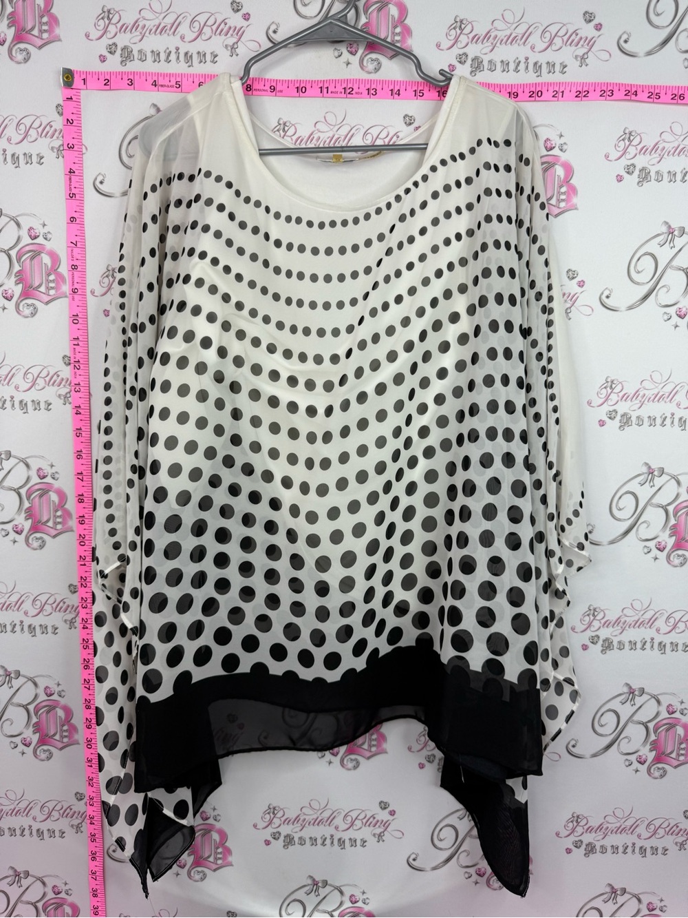 Milano blouse shirt Black and White Polka Dot Sheer Blouse